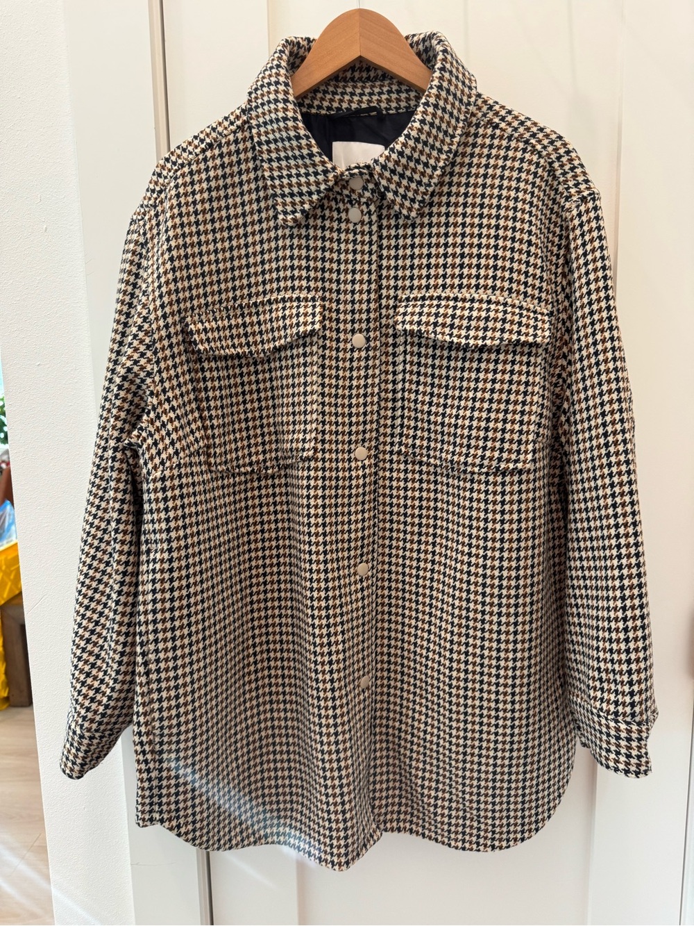H&M Houndstooth Shacket Jacket - Black & Cream XL women’s